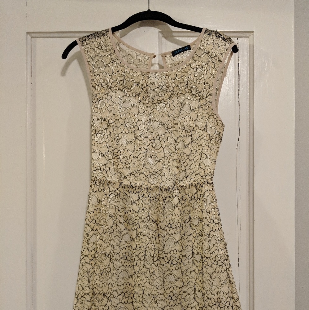 Black and cream gold lace cocktail/wedding dress